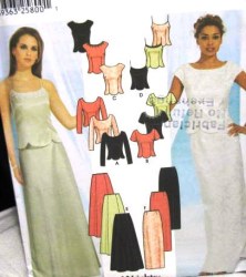 7219 SIMPLICITY EVENING TOPS ,SLIM- FLARE FLOOR SKIRT PATTERN 6-12,14-20 CHOICE UNCUT